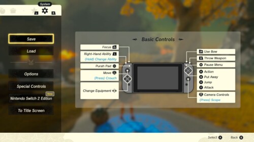 Pause screenshot of The Legend of Zelda: Tears of the Kingdom video game interface.