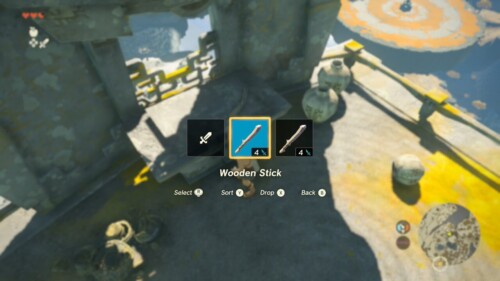Weapon Selection screenshot of The Legend of Zelda: Tears of the Kingdom video game interface.