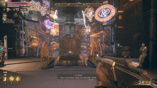 HUD screenshot of The Outer Worlds video game interface.
