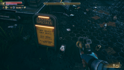 HUD screenshot of The Outer Worlds video game interface.