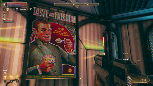 HUD screenshot of The Outer Worlds video game interface.