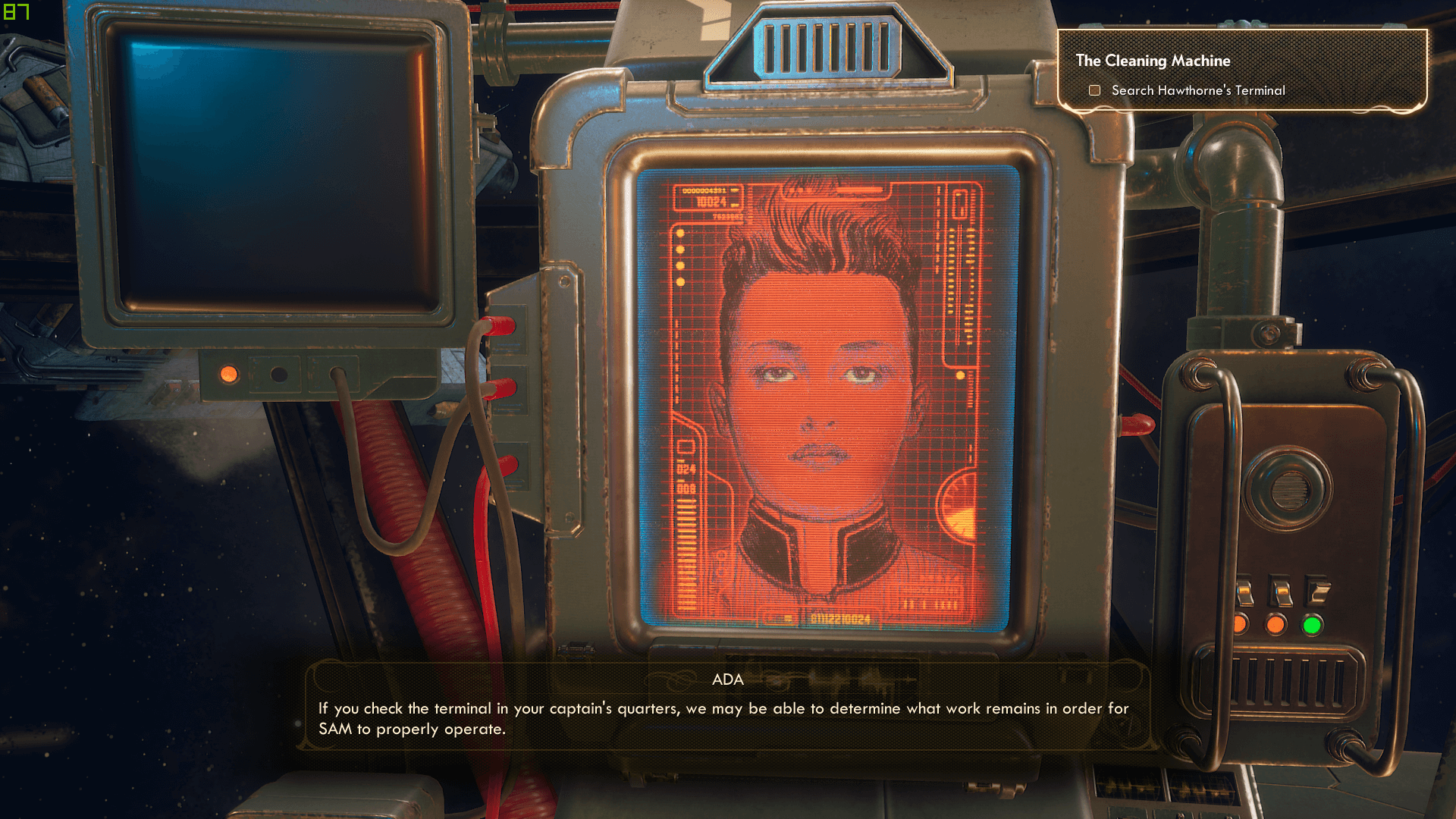 Subtitles screenshot of The Outer Worlds video game interface.