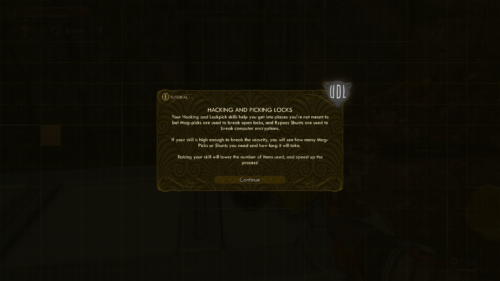 Tutorial screenshot of The Outer Worlds video game interface.