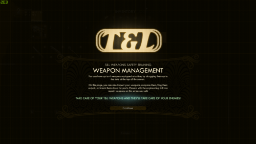 Tutorial screenshot of The Outer Worlds video game interface.