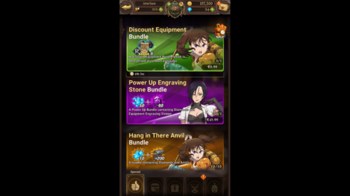 Shop screenshot of The Seven Deadly Sins: Grand Cross video game interface.