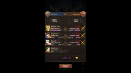 Total Points screenshot of The Seven Deadly Sins: Grand Cross video game interface.
