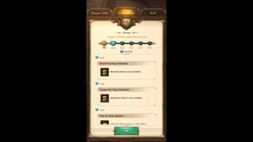 Village Friendship screenshot of The Seven Deadly Sins: Grand Cross video game interface.