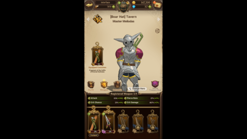 Weapon screenshot of The Seven Deadly Sins: Grand Cross video game interface.