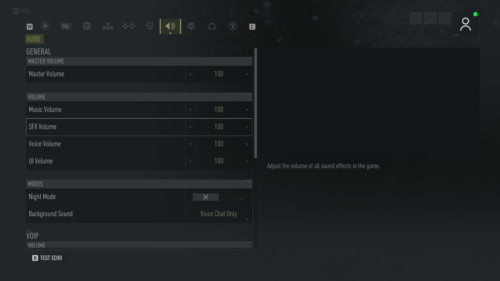 Audio screenshot of Tom Clancy’s Ghost Recon: Breakpoint video game interface.