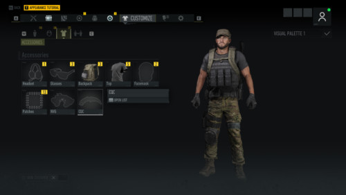 Customize accessories screenshot of Tom Clancy’s Ghost Recon: Breakpoint video game interface.