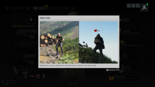 Enemy level screenshot of Tom Clancy’s Ghost Recon: Breakpoint video game interface.