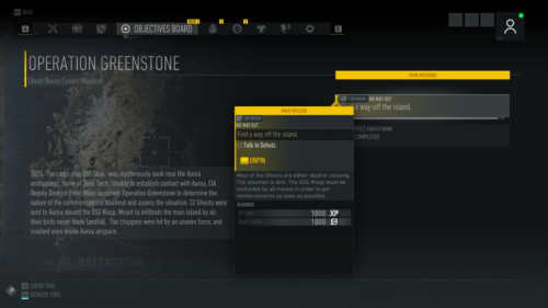 Mission information screenshot of Tom Clancy’s Ghost Recon: Breakpoint video game interface.