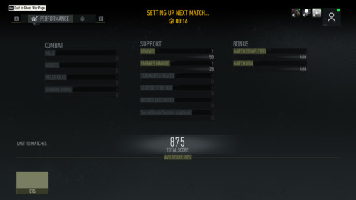 Performance screenshot of Tom Clancy’s Ghost Recon: Breakpoint video game interface.