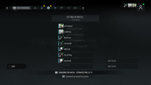 Setting up match screenshot of Tom Clancy’s Ghost Recon: Breakpoint video game interface.