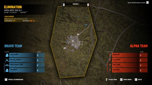 Multiplayer map screenshot of Tom Clancy’s Ghost Recon: Wildlands video game interface.