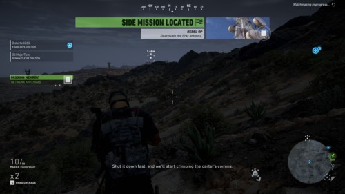 Side mission located screenshot of Tom Clancy’s Ghost Recon: Wildlands video game interface.