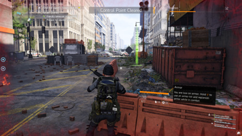 Control point cleared screenshot of Tom Clancy’s The Division 2 video game interface.