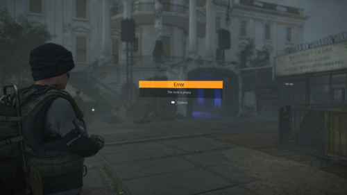 Error screenshot of Tom Clancy’s The Division 2 video game interface.