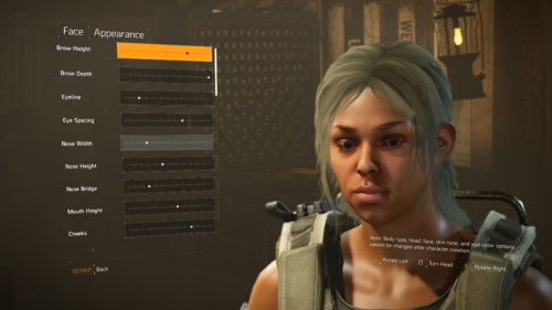 Face appearance screenshot of Tom Clancy’s The Division 2 video game interface.