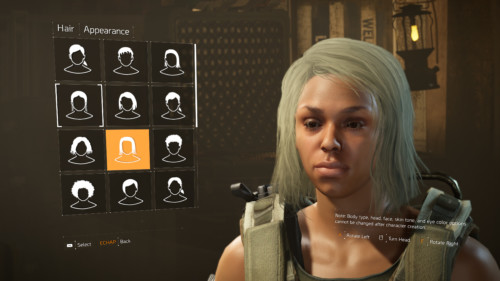 Hair screenshot of Tom Clancy’s The Division 2 video game interface.
