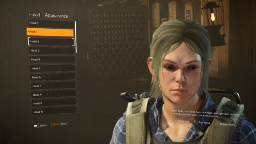 Head screenshot of Tom Clancy’s The Division 2 video game interface.