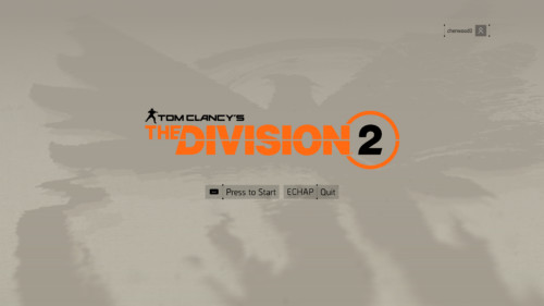 Press to start screenshot of Tom Clancy’s The Division 2 video game interface.