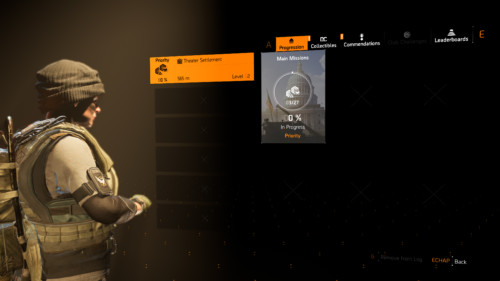 Priority mission screenshot of Tom Clancy’s The Division 2 video game interface.