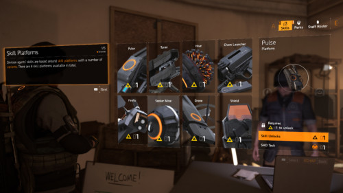 Skill platforms screenshot of Tom Clancy’s The Division 2 video game interface.