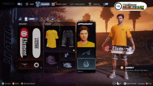 Skater customization screenshot of Tony Hawk’s Pro Skater 1 + 2 video game interface.