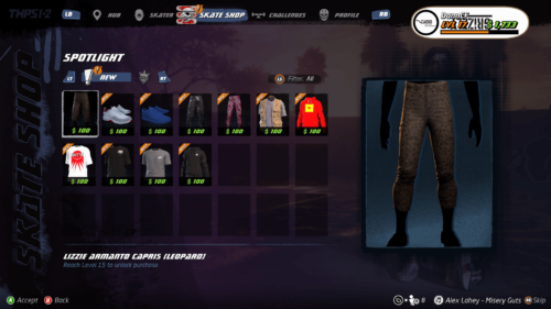 Store new items screenshot of Tony Hawk’s Pro Skater 1 + 2 video game interface.
