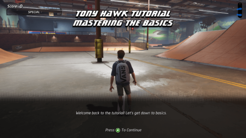 Tutorial screenshot of Tony Hawk’s Pro Skater 1 + 2 video game interface.