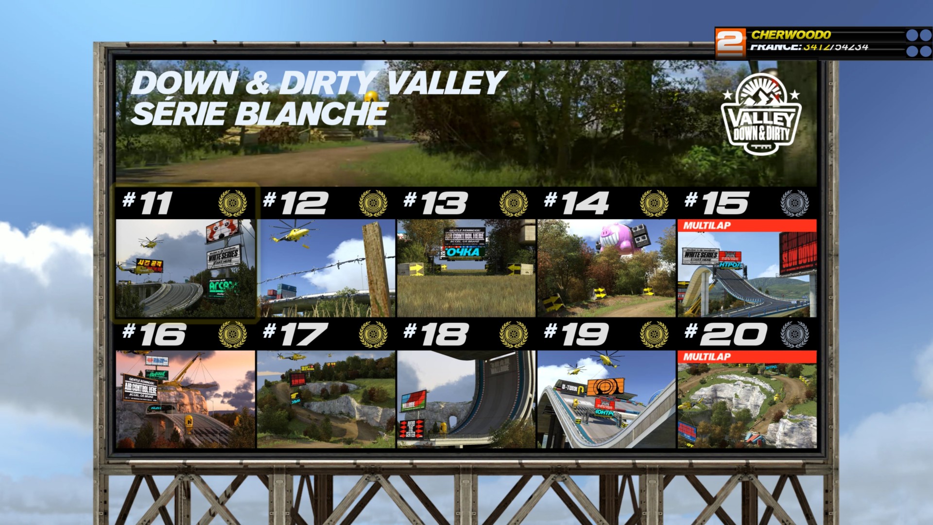 Select race screenshot of Trackmania Turbo video game interface.