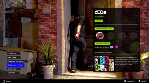 Main Menu screenshot of Watch Dogs 2 video game interface.