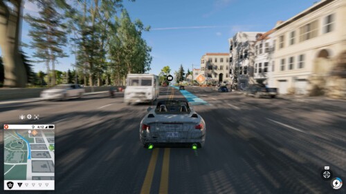 HUD screenshot of Watch Dogs 2 video game interface.