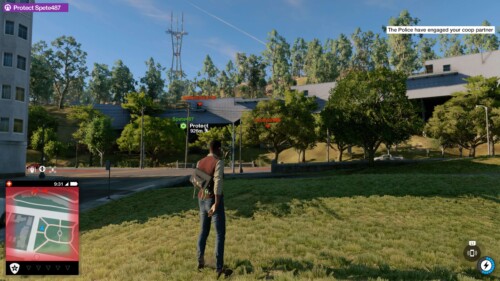 HUD screenshot of Watch Dogs 2 video game interface.