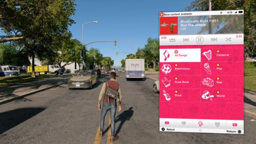 New Content screenshot of Watch Dogs 2 video game interface.