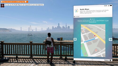 Overlay screenshot of Watch Dogs 2 video game interface.