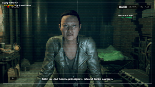 HUD screenshot of Watch Dogs: Legion video game interface.