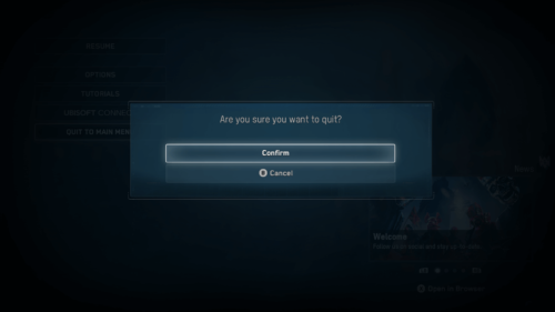 Confirmation screenshot of Watch Dogs: Legion video game interface.