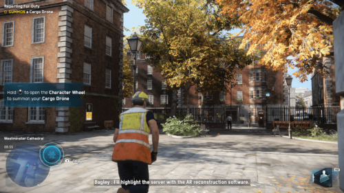 Hint screenshot of Watch Dogs: Legion video game interface.