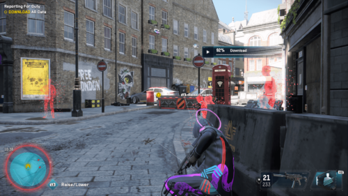 Interact screenshot of Watch Dogs: Legion video game interface.