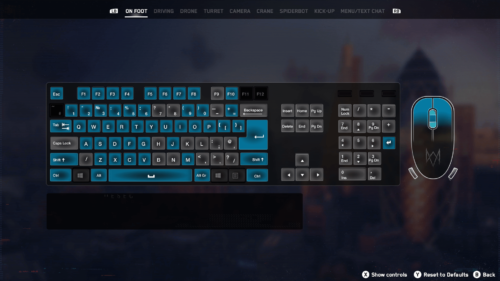 Keyboard Mapping screenshot of Watch Dogs: Legion video game interface.