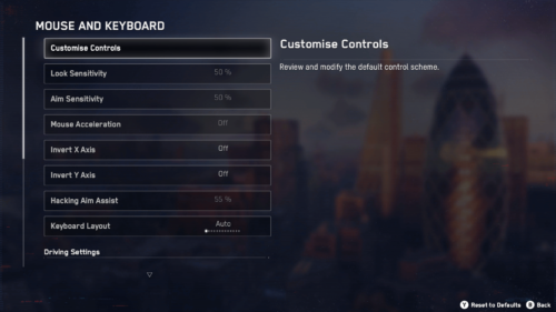 Mouse & Keyboard screenshot of Watch Dogs: Legion video game interface.