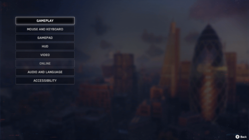 Options screenshot of Watch Dogs: Legion video game interface.