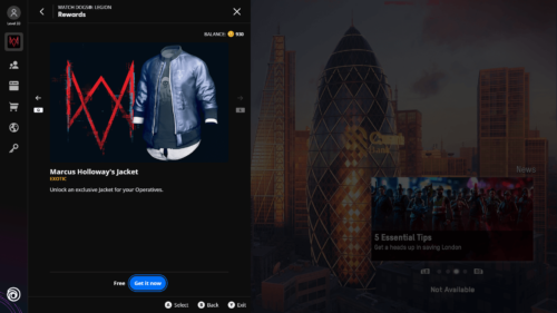 Rewards screenshot of Watch Dogs: Legion video game interface.