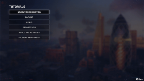 Tutorials screenshot of Watch Dogs: Legion video game interface.