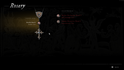 Rosary screenshot of Witchfire video game interface.
