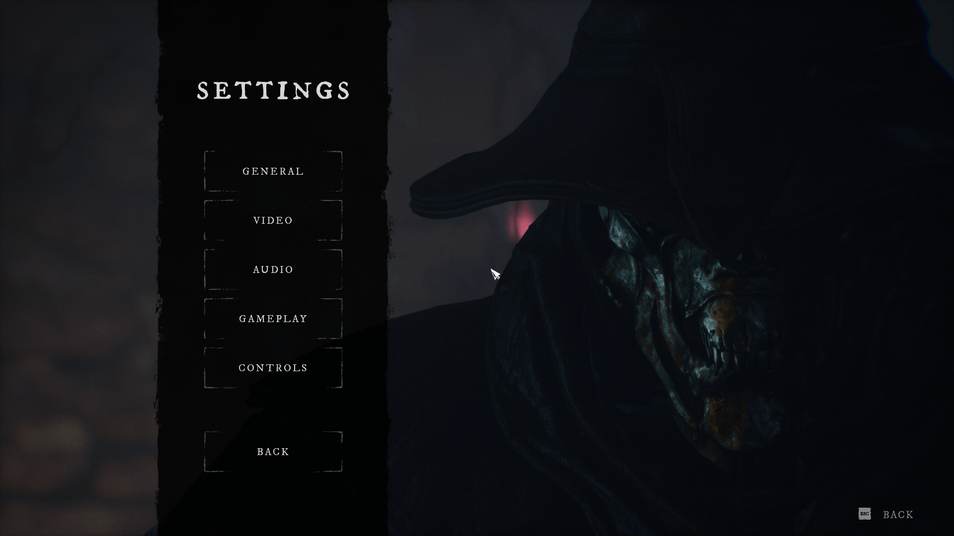 Settings screenshot of Witchfire video game interface.