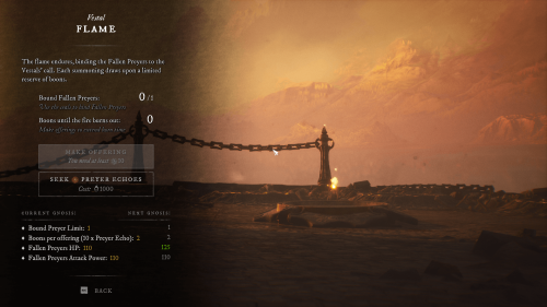 Vestal Flame screenshot of Witchfire video game interface.