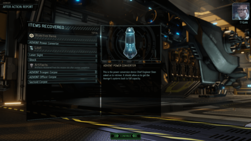 Items recovered screenshot of XCOM 2 video game interface.